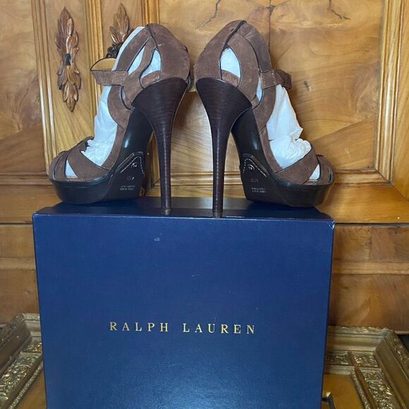 Ralph Lauren Fall ‘15 Collection Brown Suede Jenica Stiletto Sandal Look 20 & 21 - Picture 4 of 16